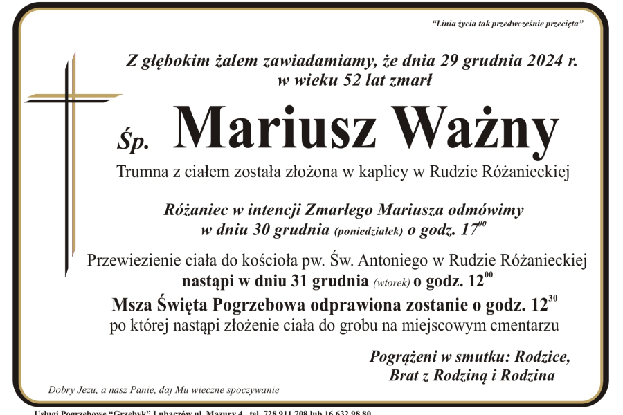 Zmarł Mariusz Ważny [52 lata]
